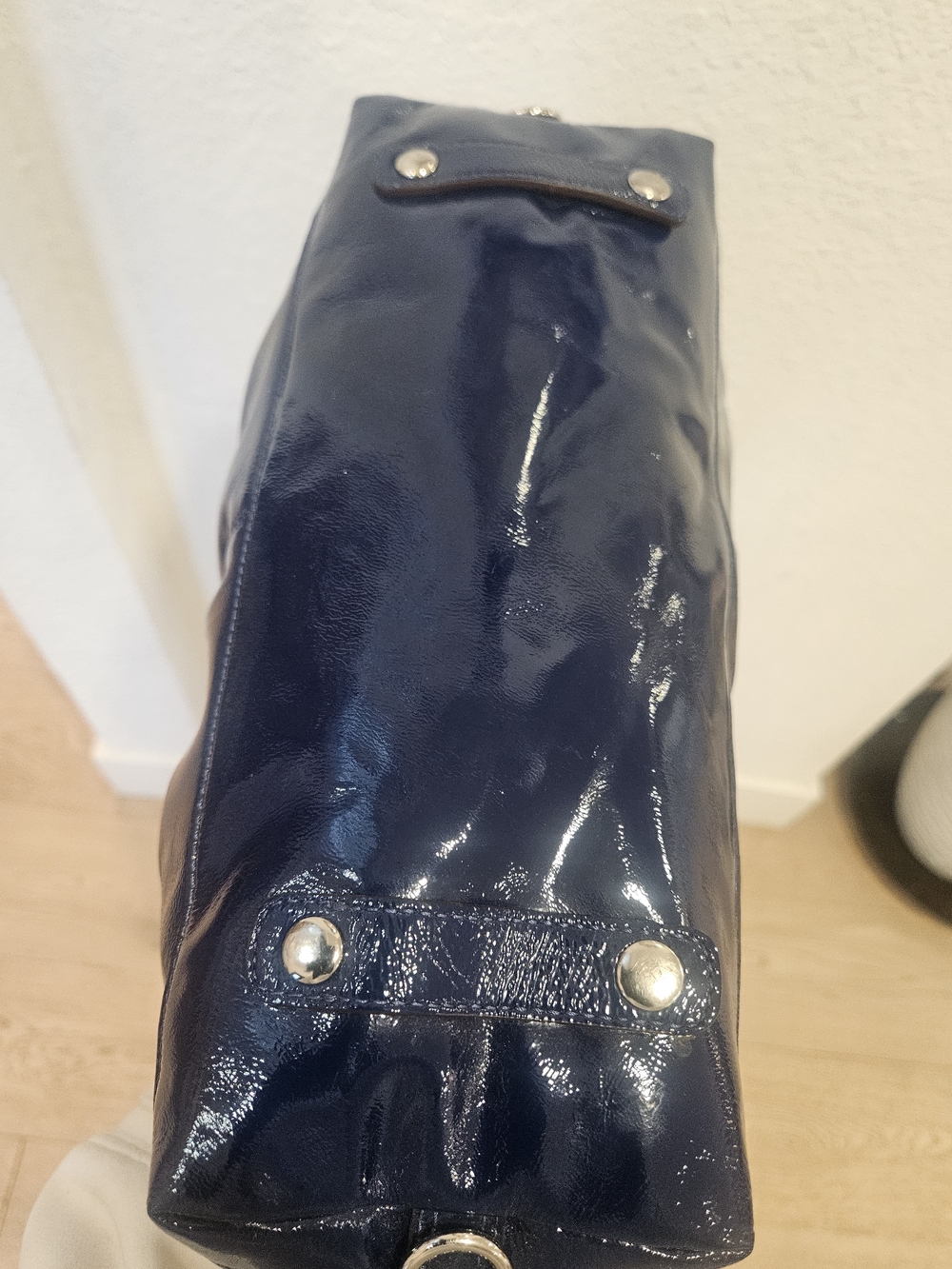 Coach Patent Blue Liquid Leather Satchel Bag - Picture 10 of 13